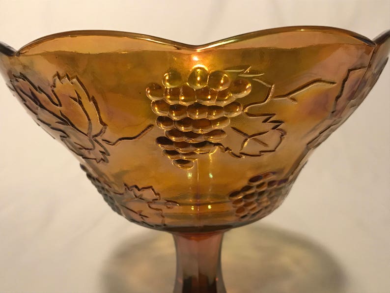 Carnival Glass Fruit Bowl 8 12 tall Gold Glass Serving Dish