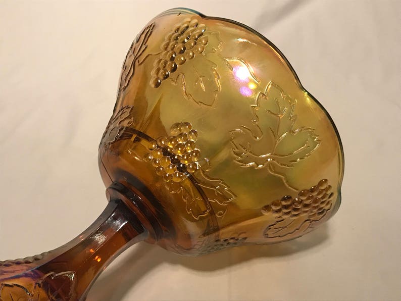 Carnival Glass Fruit Bowl 8 12 tall Gold Glass Serving Dish
