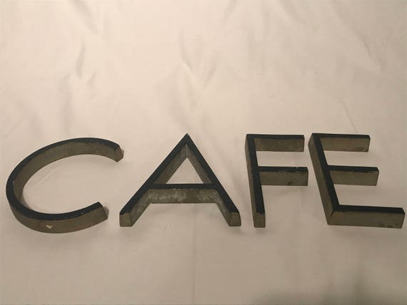 Vintage Metal Letters Four Letters C A F E Rustic Metal Etsy