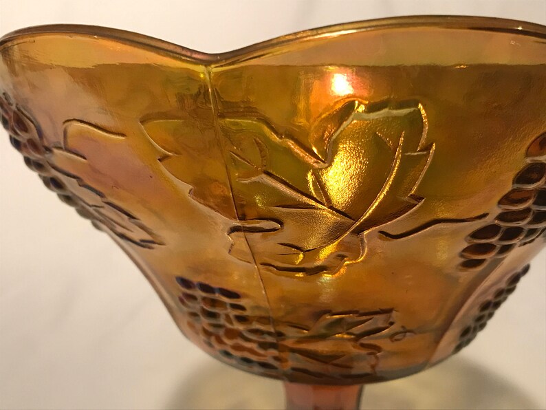 Carnival Glass Fruit Bowl 8 12 tall Gold Glass Serving Dish