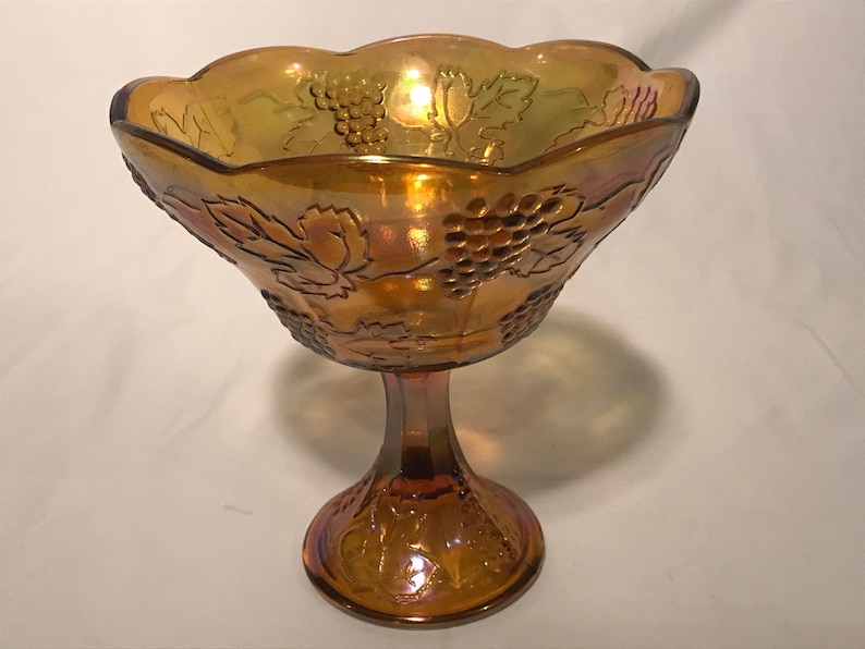 Carnival Glass Fruit Bowl 8 12 tall Gold Glass Serving Dish