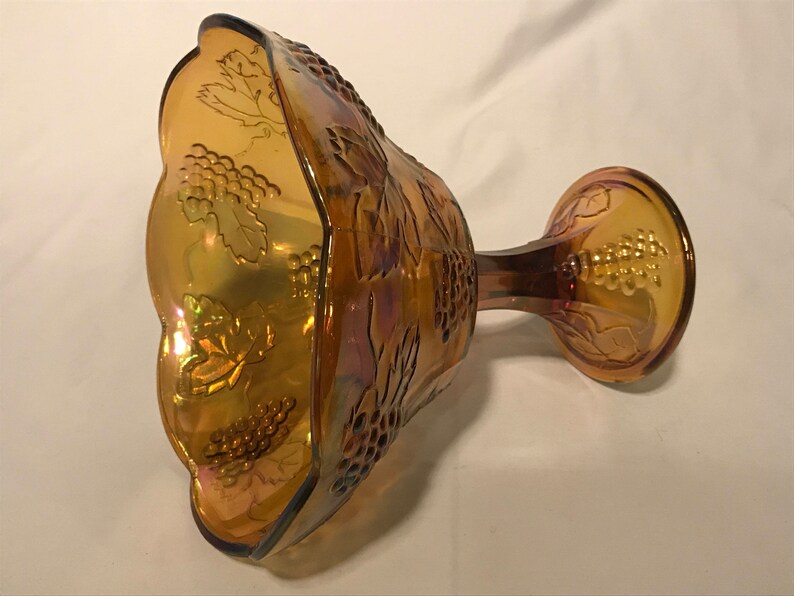 Carnival Glass Fruit Bowl 8 12 tall Gold Glass Serving Dish