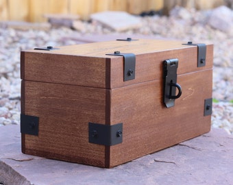Customized Original Treasure Chest - Lockable Storage Chest With Safety Hasp and Hinges - Memory or Wedding Chest With Laser Engraving