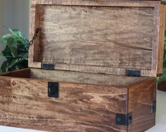 Personalized Original Treasure Chest - Lockable Storage Chest With Safety Hasp and Hinges - Memory or Wedding Chest With Laser Engraving