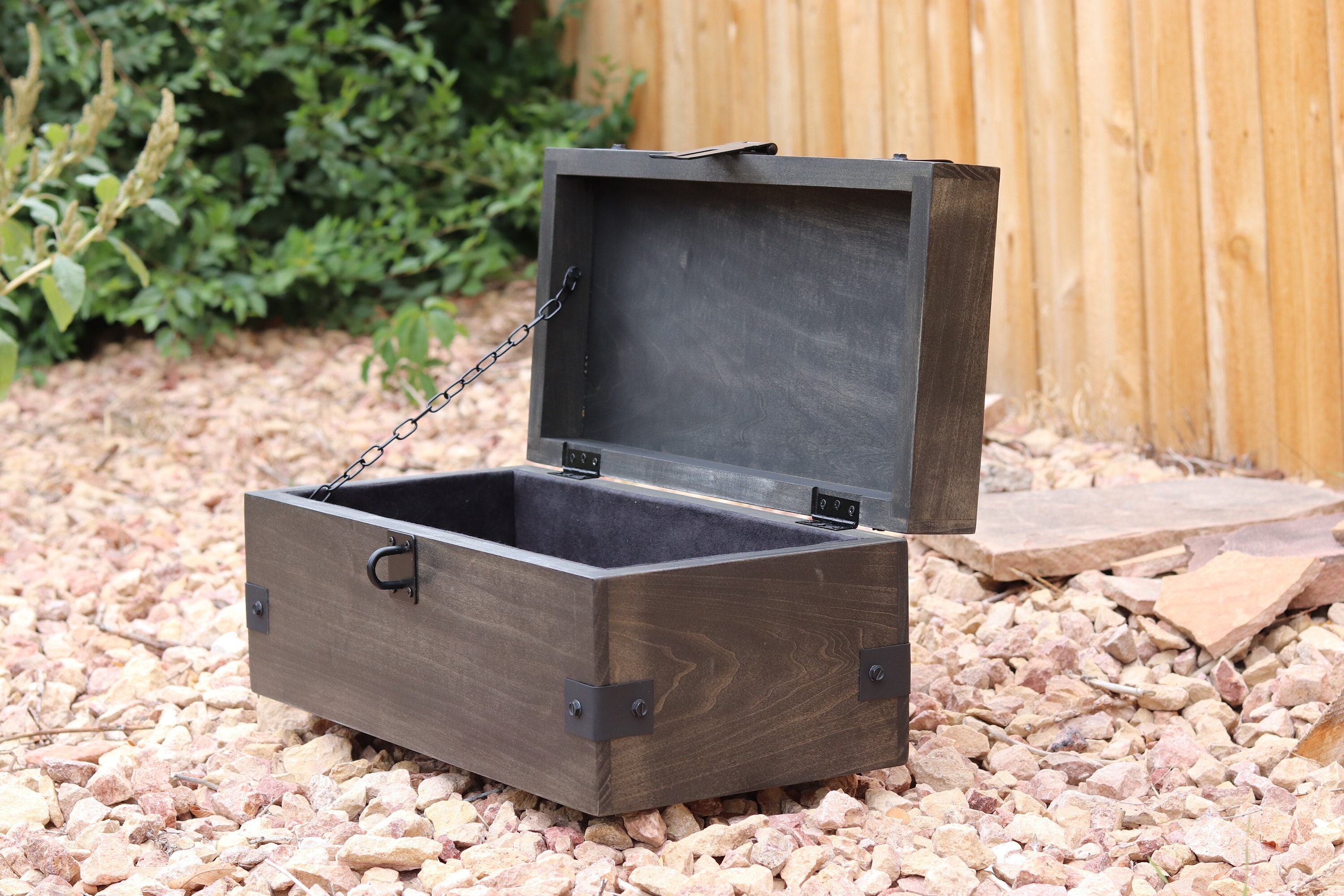 Vintage Wooden Treasure Chest, Treasure Storage Box With Love Lock