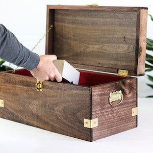Large Wooden Keepsake Box: Red Lining, Custom Engraved Memory Chest