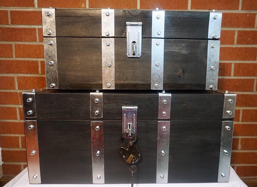 Treasure chest with lock and keys Wooden Authentic Pirate Etsy