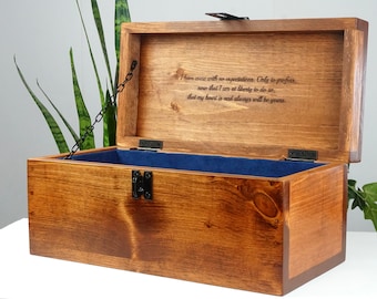 Felt Lined Treasure Chest, Retired Military Keepsake, Personalized Box with Velvet Lining, 18x9x8.5 Wooden Baby Keepsake
