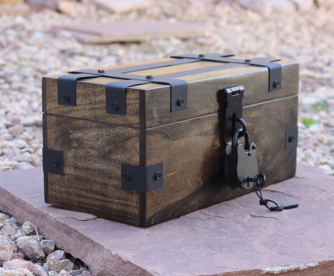 Personalized Treasure Box With Padlock and Skeleton Key Antique Wooden Memory Box Large Lockable Wedding Chest Hope Chest Etsy