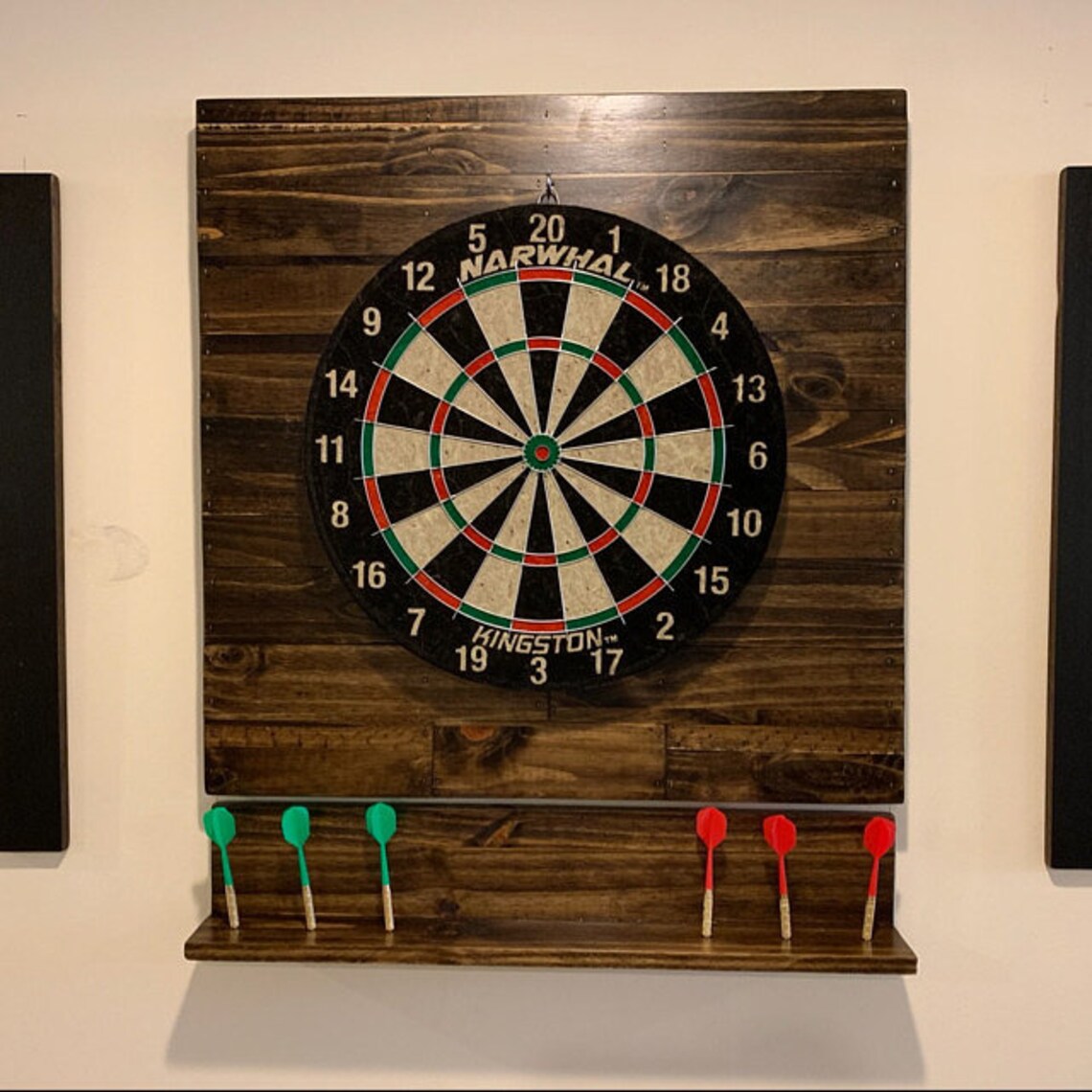 Dart board backboard with 2 chalkboard score keepers Dart Etsy