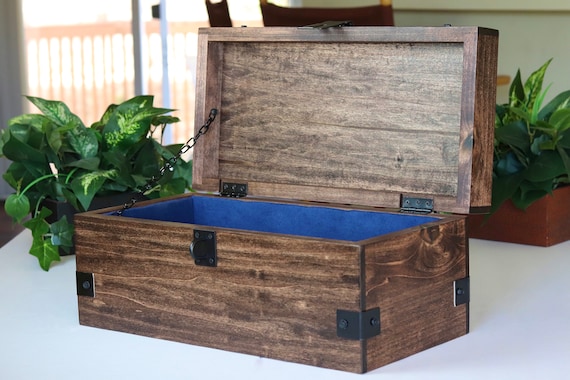 Wooden Treasure Storage Chest With Felt Lining Kids Wooden Toy