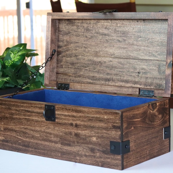 Wooden Treasure Storage Chest With Felt lining, Kids Wooden Toy Chest, Authentic Antique Wooden Chest Used As a Memory Box, Jewelry Chest