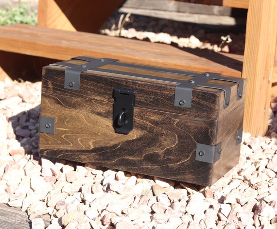 Personalized Treasure Box With Padlock and Skeleton Key Antique