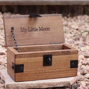 Small Wooden Box made in USA, Treasure Box with Laser Engraving, Personalized Mini Chest, Little Treasure Chest with Etchings, 10&quot; x 5&quot; x 5&quot;