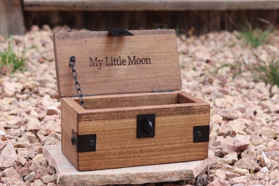 Small Wooden Box with Hinged Lid 10 x 6 x 2 Personalized Laser Engraving  Available