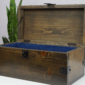 Wooden Treasure Chest With Felt Lining For Storage, Kids Wooden Toy Chest, Authentic Antique Wooden Trunk Used As Memory Box, Jewelry Chest