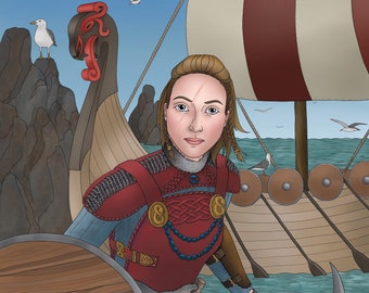 Viking Princess // Coloring Page // Digital Print for Instant Download