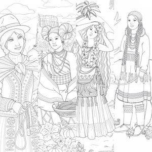 Indigenous American Princess Bundle // Coloring pages // Digital prints for instant download image 1