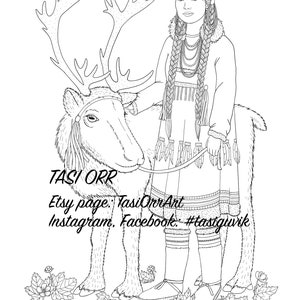 Indigenous American Princess Bundle // Coloring pages // Digital prints for instant download image 5