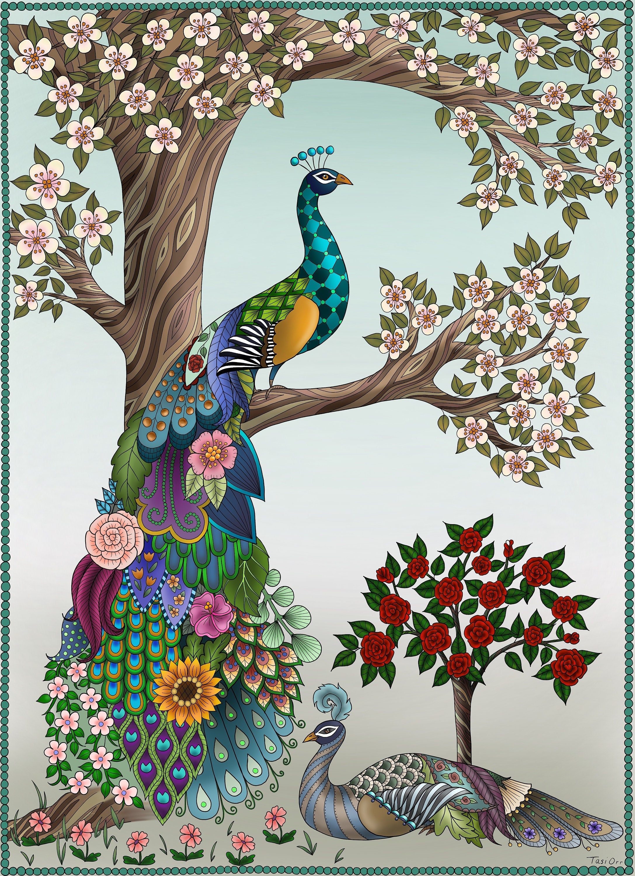 ★Original ART  ‘Peacock’ Peacock Painting Vibrant Watercolor Original Art Couple