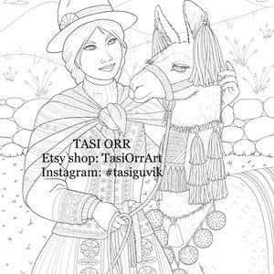 Indigenous American Princess Bundle // Coloring pages // Digital prints for instant download image 2