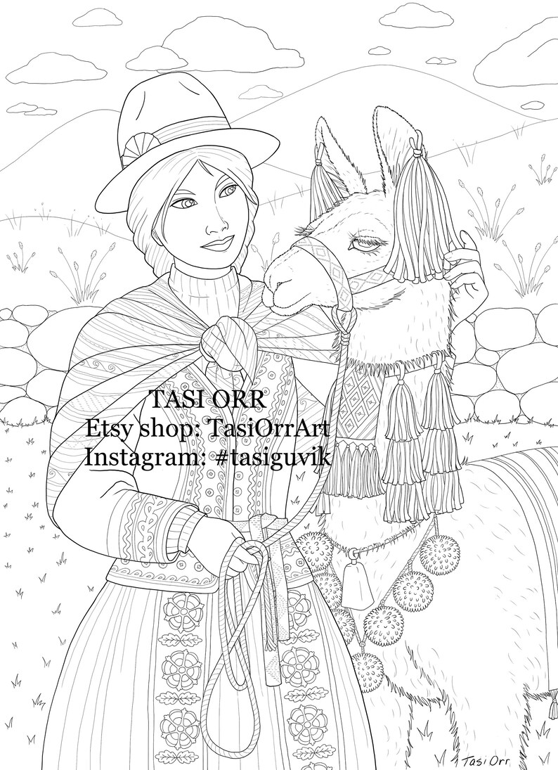 Indigenous American Princess Bundle // Coloring pages // Digital prints for instant download image 2