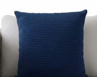 Super Soft Navy Blue Corduroy Cushion Covers 45x45cm (18x18) Jumbo Cord Sofa Home Decor Quality Fabric Luxury Style With Zip