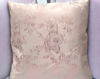 Blush Pink Fresh Rose Embroidered X-Thick Jacquard Embossed Cushion Cover - High Quality Luxury - Pillowcases Home Sofa 18x18" Inch 45x45cm