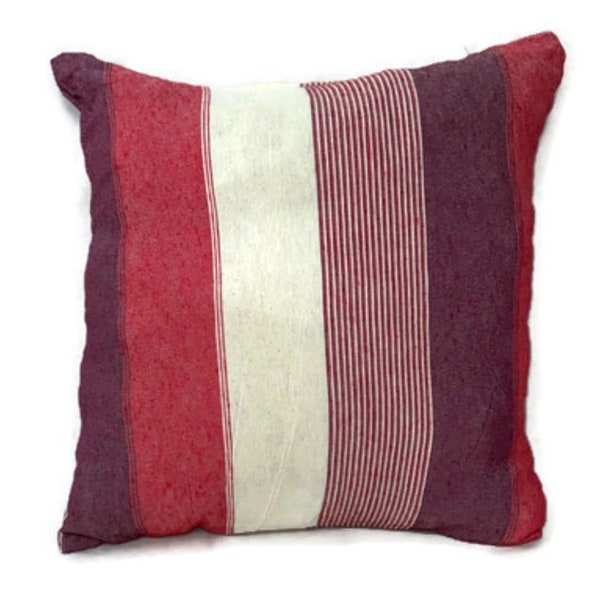 Limited Edition - Rustic Pink / Purple / Cream Striped Cushion Covers - Pillowcases for Home Office Sofa Couch Bedroom - 18x18" - 45x45cm
