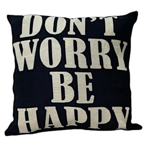 LUXO Não se preocupe, seja feliz, vibrações positivas, capas de almofada para presente de amor próprio - fronha para sofá de escritório em casa, sofá, quarto - 18 x 18 "- 45 x 45 cm