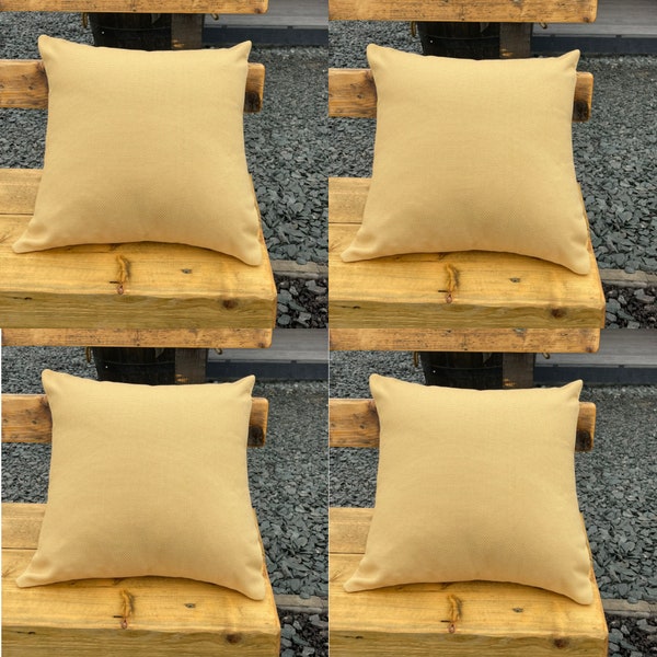 LOT DE 4 - Housses de coussin tricotées jaune pastel de haute qualité - Taies d'oreiller décoratives pour canapé de bureau à domicile - 18 x 18 po. - 45 x 45 cm