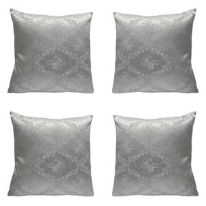 Set of 4 - Silver Shimmer Floral Silver X-Thick Jacquard Embossed Cushion Cover High Quality Luxury Pillowcases Home Sofa 18x18&quot; In 45x45cm