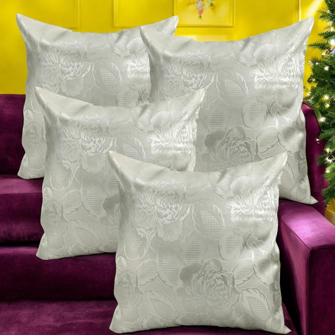 Cream Floral Cushion Covers Set of 4 | Hidden Zip | Worldwide Shipping ...