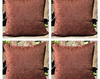 Lot de 4 housses de coussin de luxe marron cuivré rouge bordeaux scintillant - Taies d'oreiller de qualité Canapé-lit 18 x 18 po. 45 x 45 cm