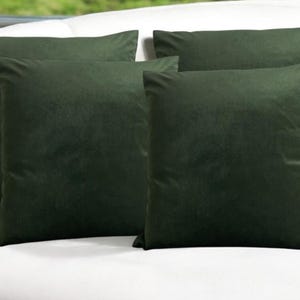 SET OF 4 - Khaki Green Velvet Cushion Covers Extra Soft Plush 18 X 18&quot; Inch / 45 x 45 cm