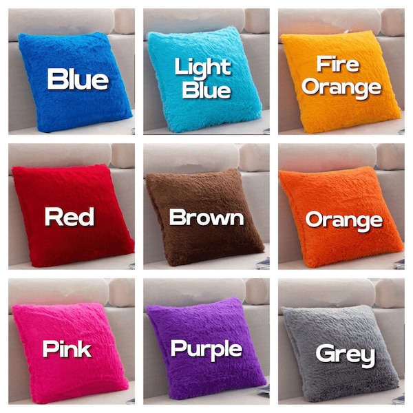 Colourful Extra Soft Teddy Bear Faux Fur Fleece Cushion Covers 43x43cm / 17x17" - 17 Colours