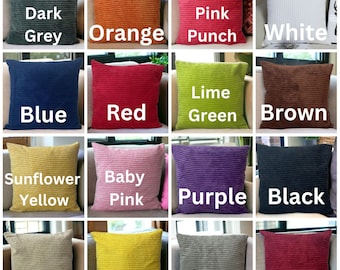 Cushion Covers Cord Jumbo Plain Super Soft Luxury 18x18" 45x45cm - 16 Colours