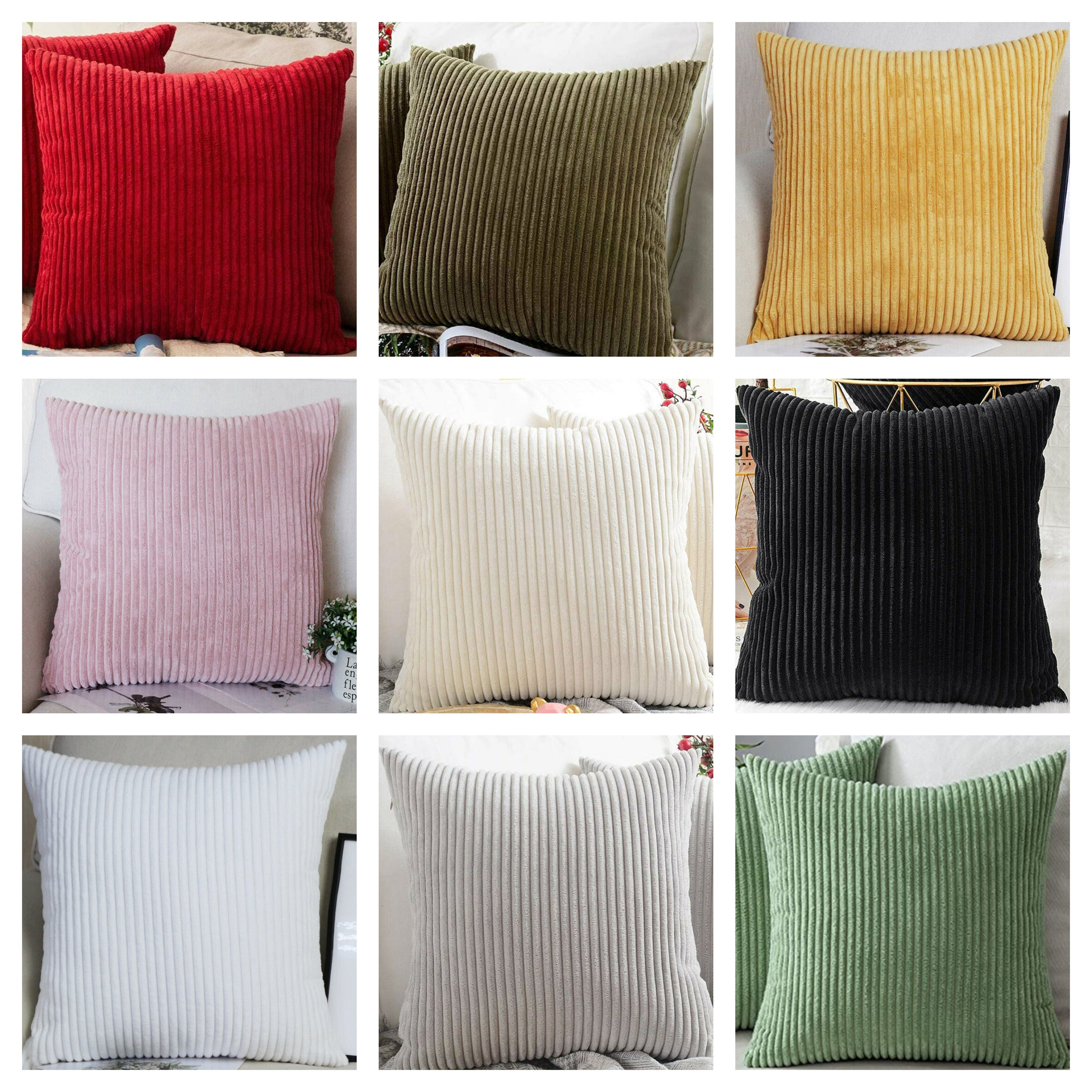 Wide Wale Corduroy 18x18 Oyster Throw Pillow | Pillow Decor