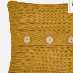 Ochre Yellow Cushion Covers 18 x 18" Inch 45 x 45 cm Chunky Knit Home Decor X-thick Pillow Cases Sofa Decor Woven UK