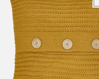 Ochre Yellow Cushion Covers 18 x 18&quot; Inch 45 x 45 cm Chunky Knit Home Decor X-thick Pillow Cases Sofa Decor Woven UK
