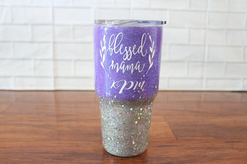 Glitter Tumbler Blessed Mama Glittered Tumbler Stainless Steel,Personalized Gifts,Teacher Gift,Custom Tumbler,Gifts for Her
