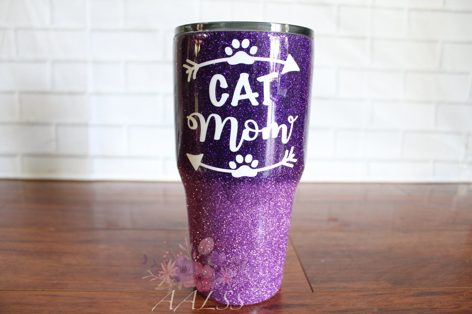 Glitter Tumbler Cat Mom Glittered Tumbler Choose Your Etsy