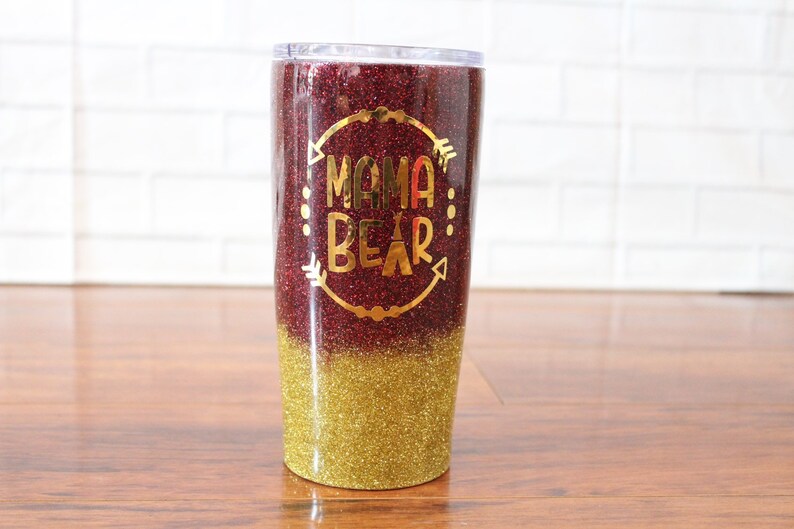 Glitter Tumbler Stainless Steel,Personalized Gifts,Teacher Gift,Custom Tumbler,Gifts for Her Mama Bear Glittered Tumbler