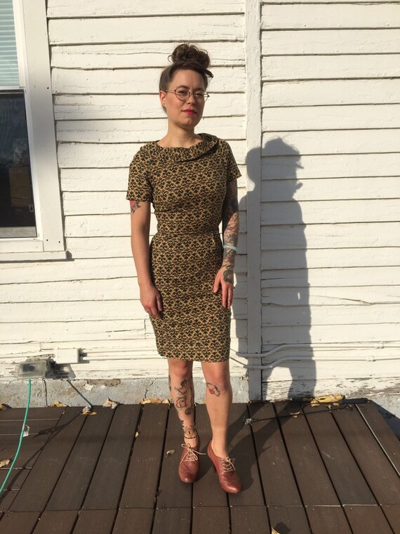 Vintage 60s brocade wiggle dress