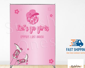 Custom Disco Cowgirl Bachelorette Party Banner - Personalized Nashville Bash Backdrop for Last Rodeo Country Western Pink Cowgirl Theme