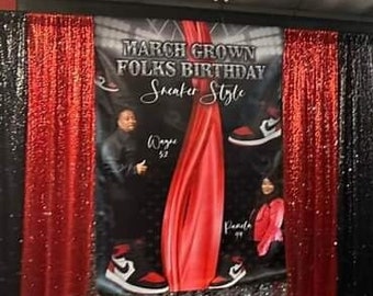 Sneaker Ball backdrop, Sneakerball Banner with custom photos, Step Repeat Birthday backdrop