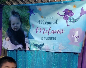 Mermaid birthday backdrop | Mermaid poster | Under the sea backdrop | mermaid banner | Mermaid backdrop