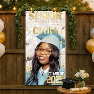 Graduation Banner Class of 2025 Custom Magazine Backdrop Indoor or Outdoor Events Fast Shipping Personalized High School College Grad Party