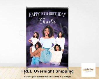 Customizable Photo Backdrop - Personalized Banner with Your Own Message and Photos for Birthdays Graduations Prom Sweet 16 and Weddings