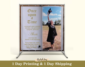 Class of 2024 Graduation Banner, Personalized Storybook Backdrop, Fairytale Grad Party Decor, Custom High School Grad Photo